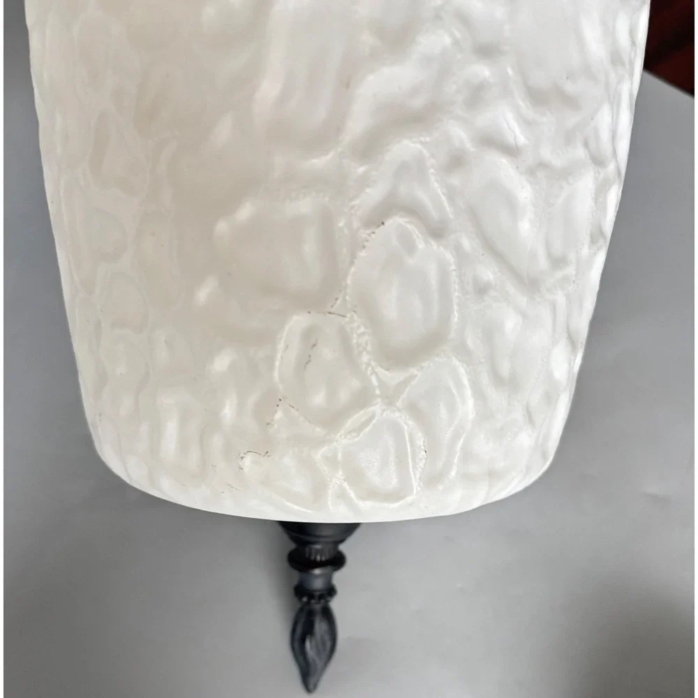 Vintage Mid Century Milk Glass Texture Lamp Shade Globe White Replacement Oblong